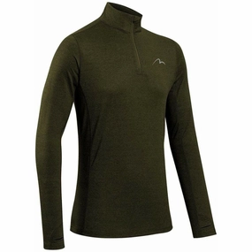 Flexible Shoulder Cut City related More Mile Core Half Zip Long Sleeve Mens Running Top - Green