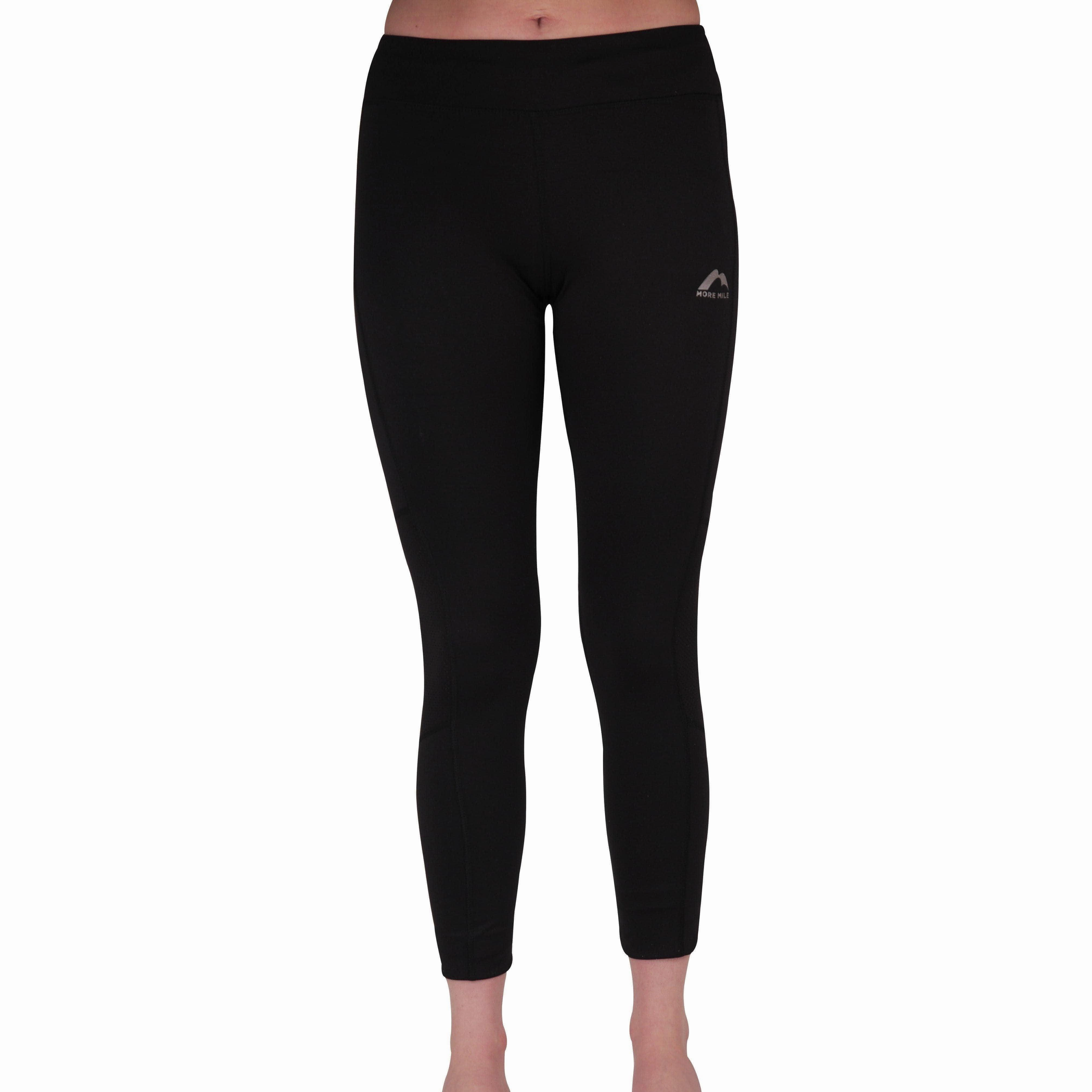 More Mile Excel Womens 7/8 Running Tights - Black LaserCut Perforations