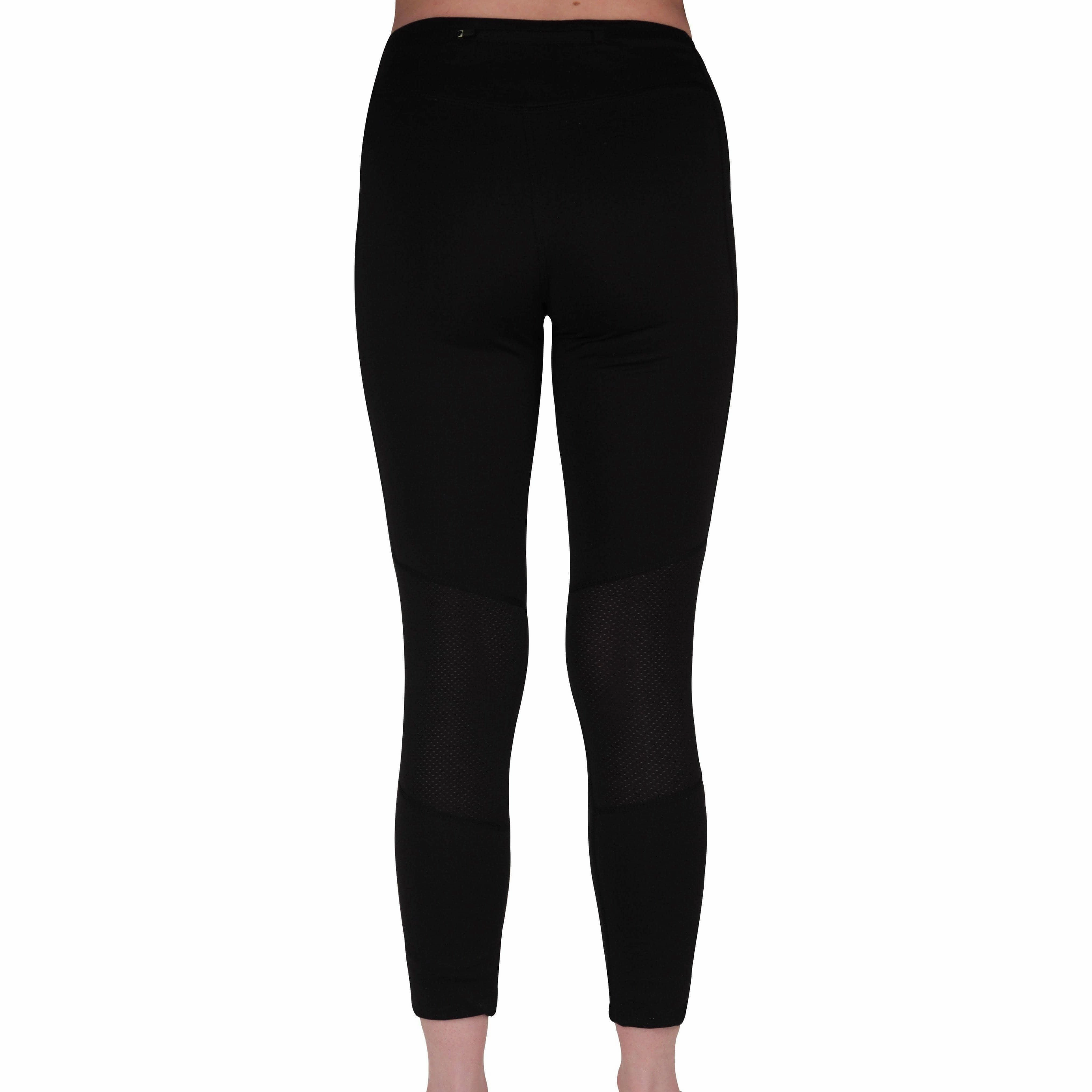 Movable Gusset Design More Mile Excel Womens 7/8 Running Tights - Black