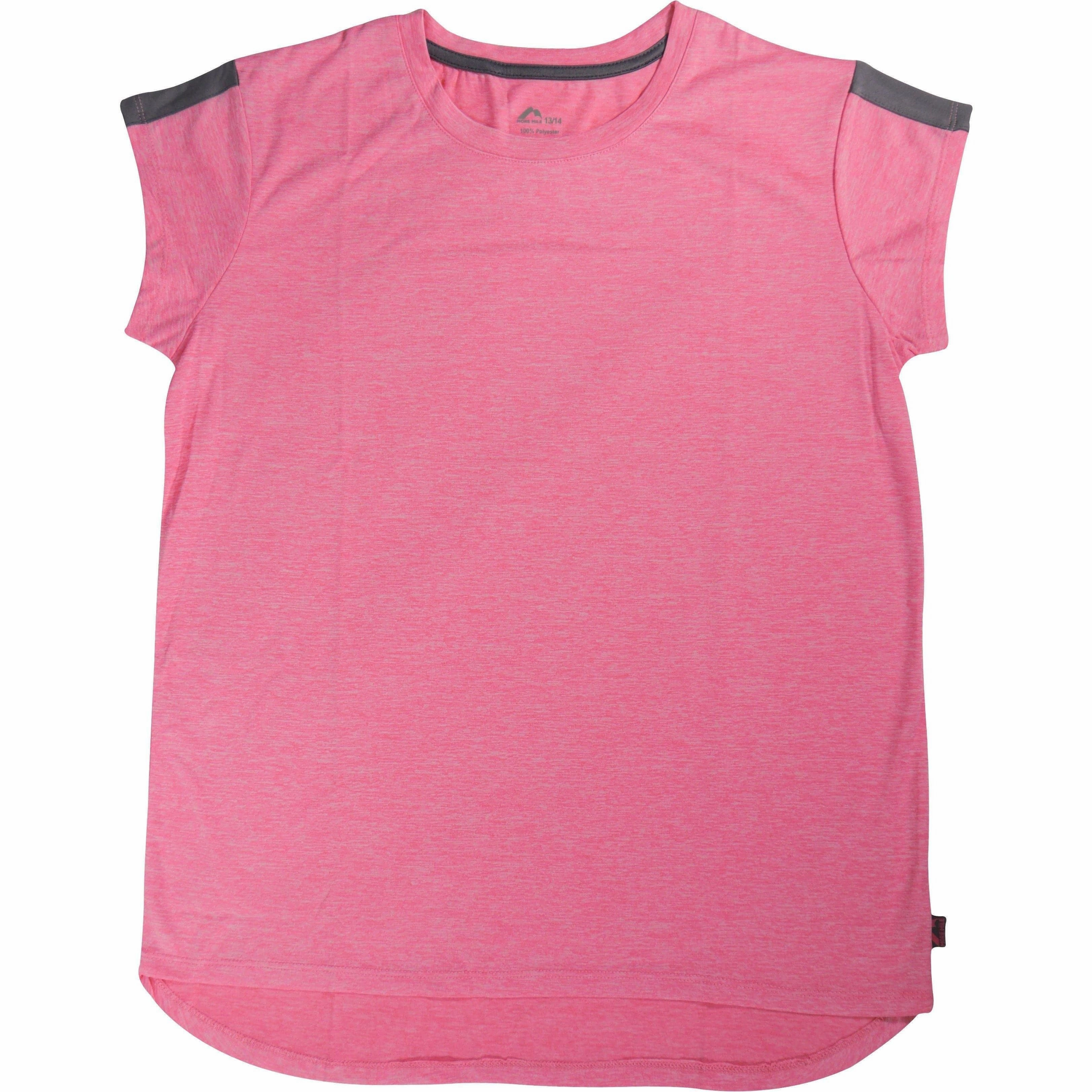 More Mile Girls Cap Short Sleeve Training Top - Pink Timeless Top Light Fit Wear