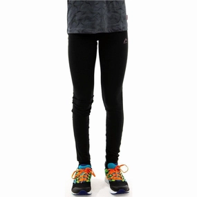 More Mile Girls Long Running Tights - Black DoubleLayered Elastication
