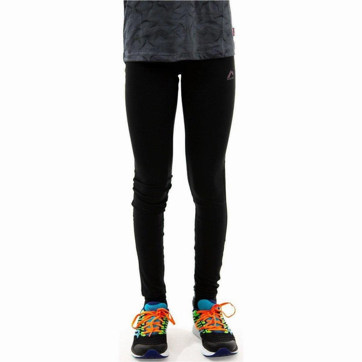 More Mile Girls Long Running Tights - Black DoubleLayered Elastication