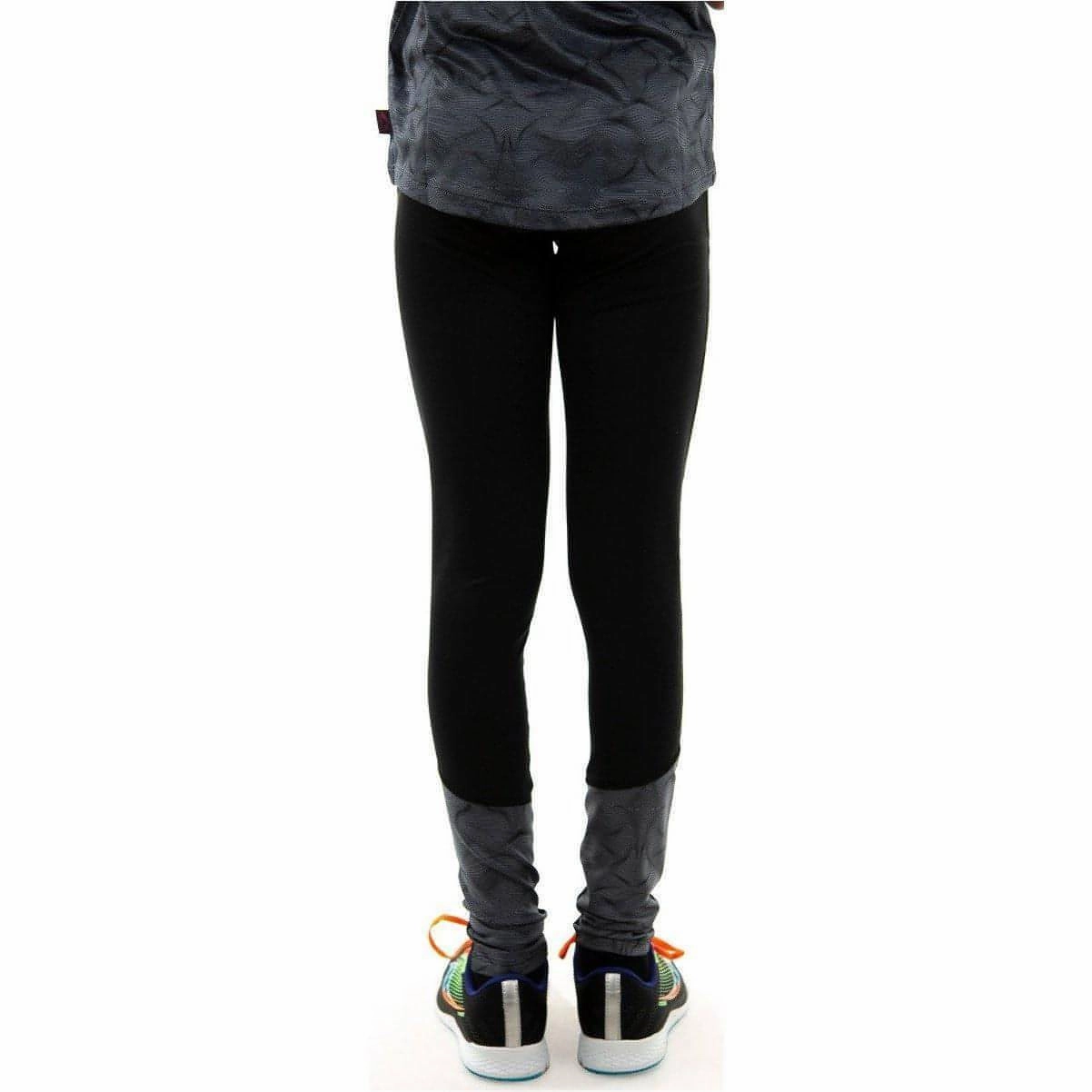 baseball diamond Zip-up front More Mile Girls Long Running Tights - Black