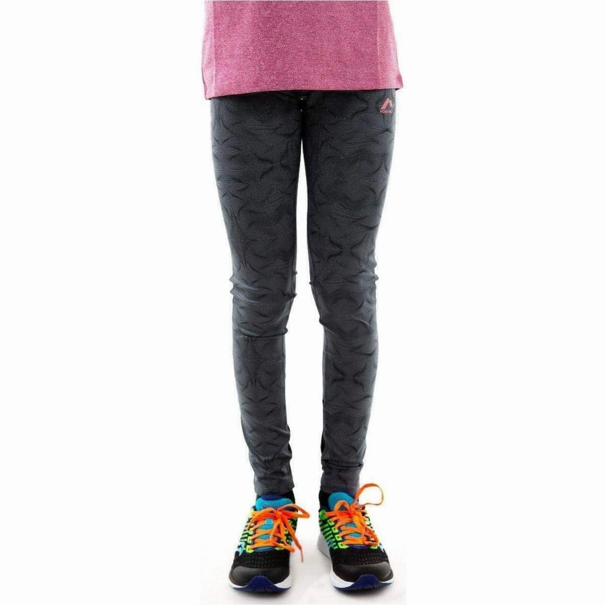 More Mile Girls Long Running Tights - Grey Printed-pattern-feature