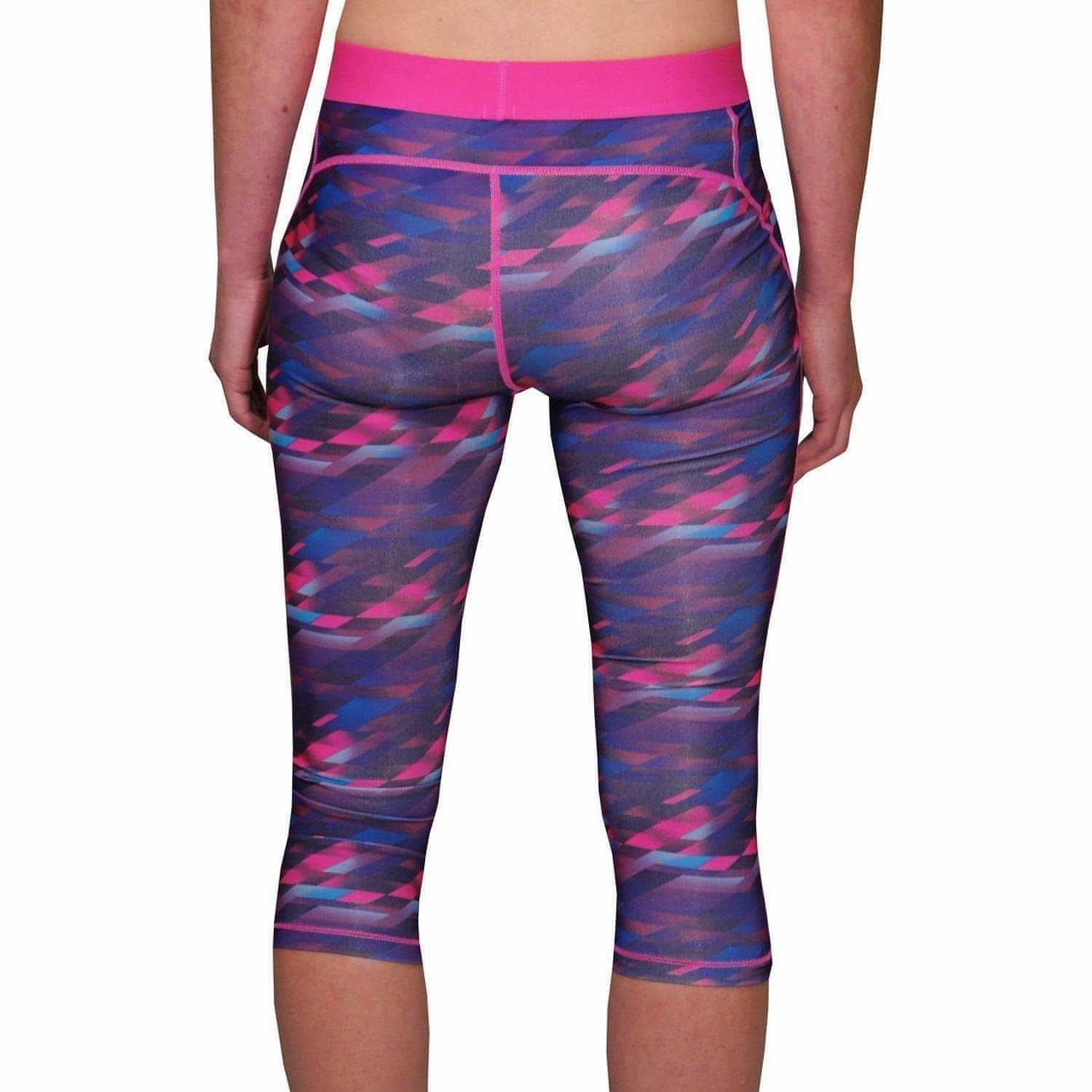 Odor-resistant More Mile Go For It Printed Womens 3/4 Capri Running Tights - Pink