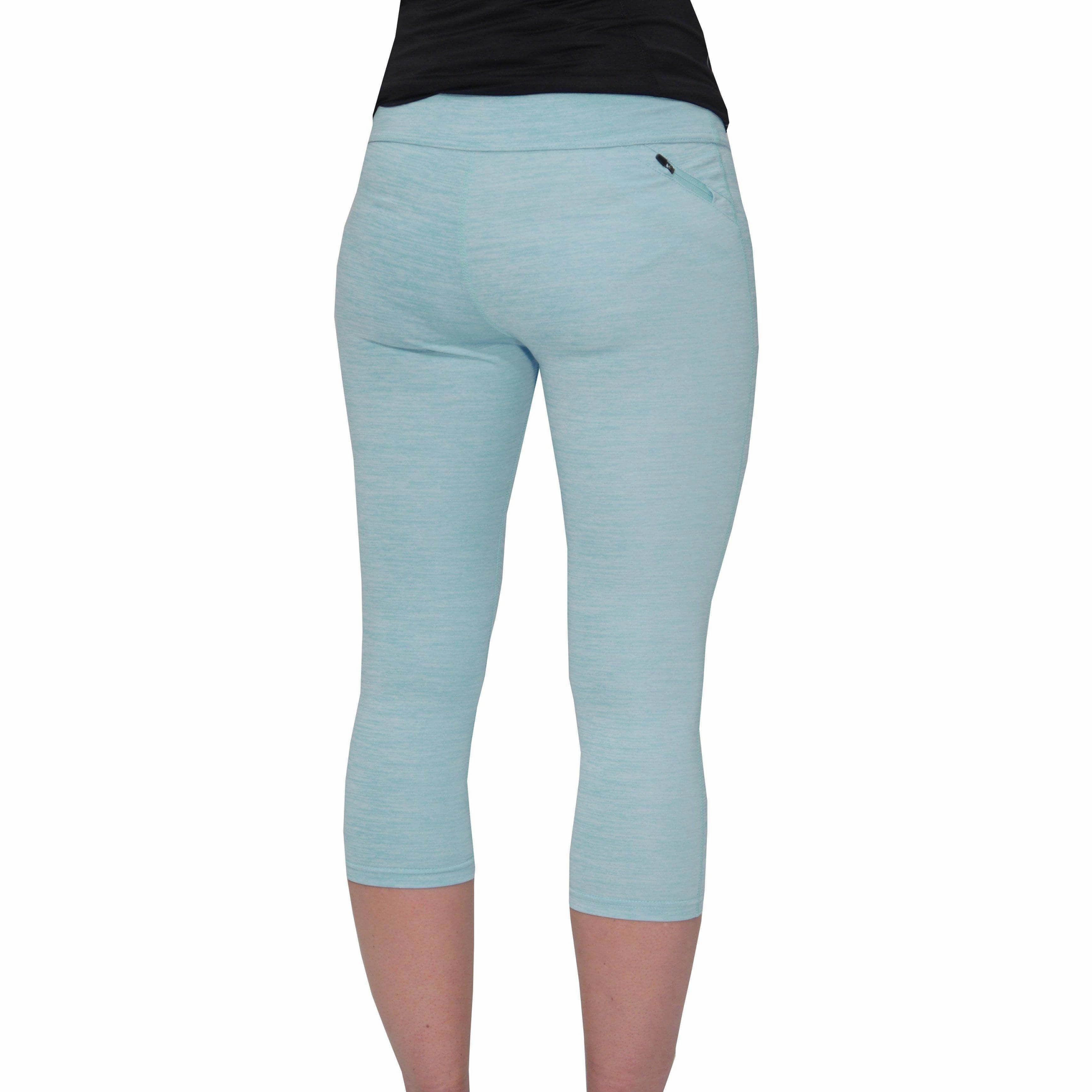 OdorResistant Blend Copper More Mile Heather Girls 3/4 Capri Running Tights - Blue