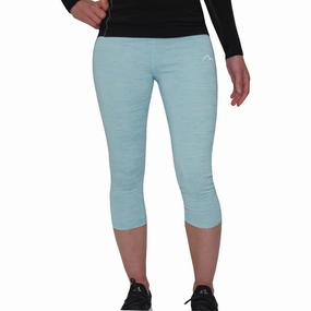 More Mile Heather Girls 3/4 Capri Running Tights - Blue patch venue
