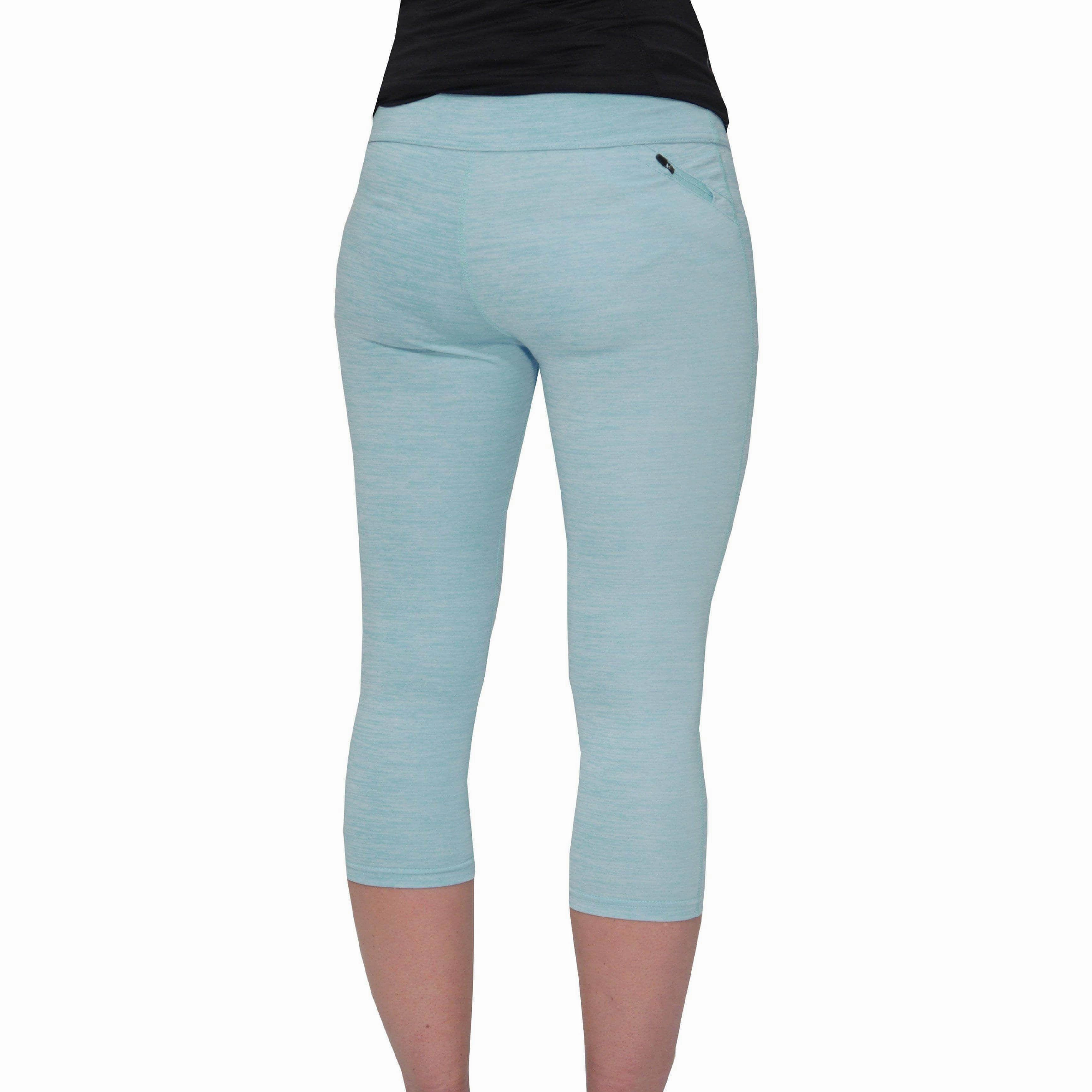 More Mile Heather Girls 3/4 Capri Running Tights - Blue Performance Wear