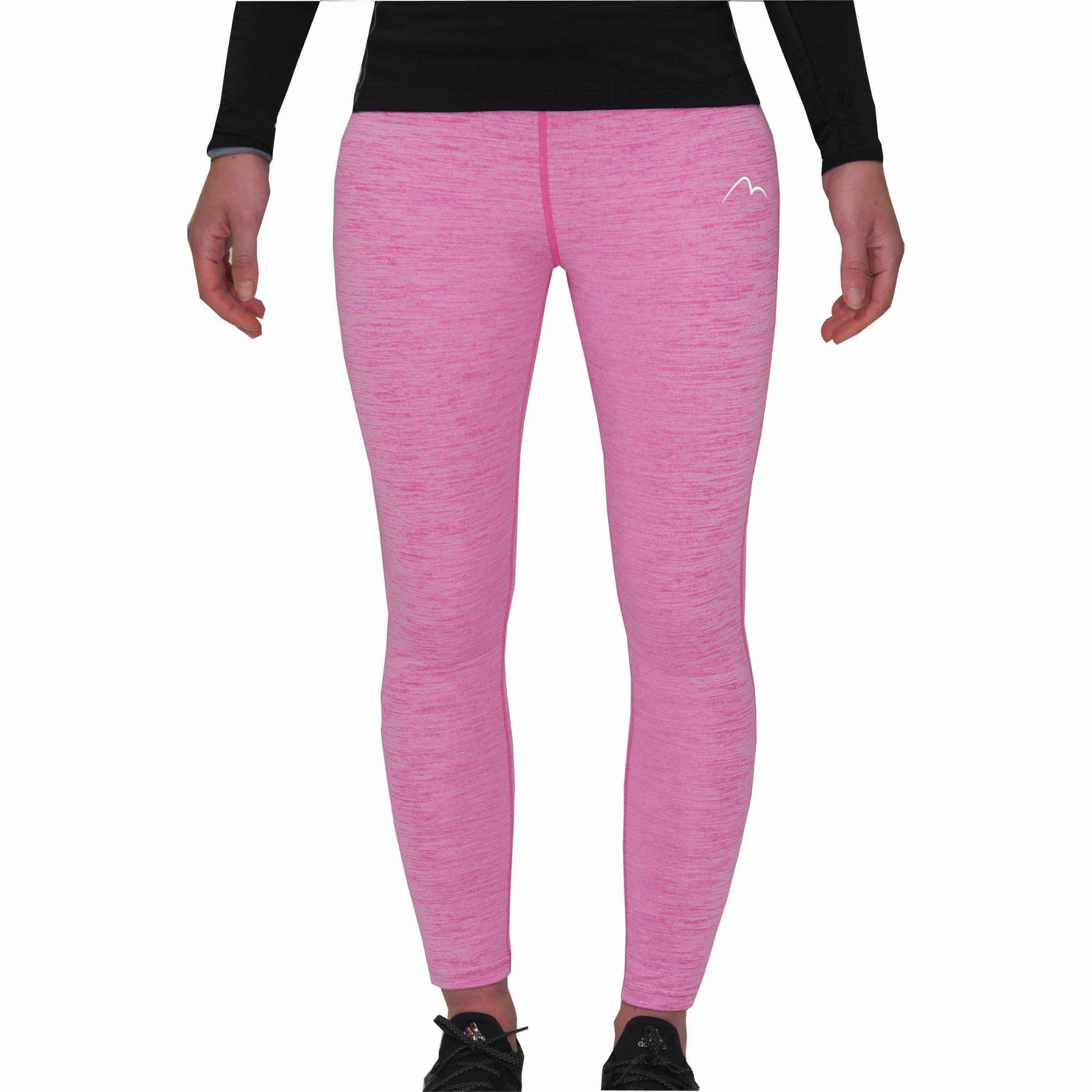 More Mile Heather Girls Long Running Tights - Pink Freedom of movement Elastic cuffs