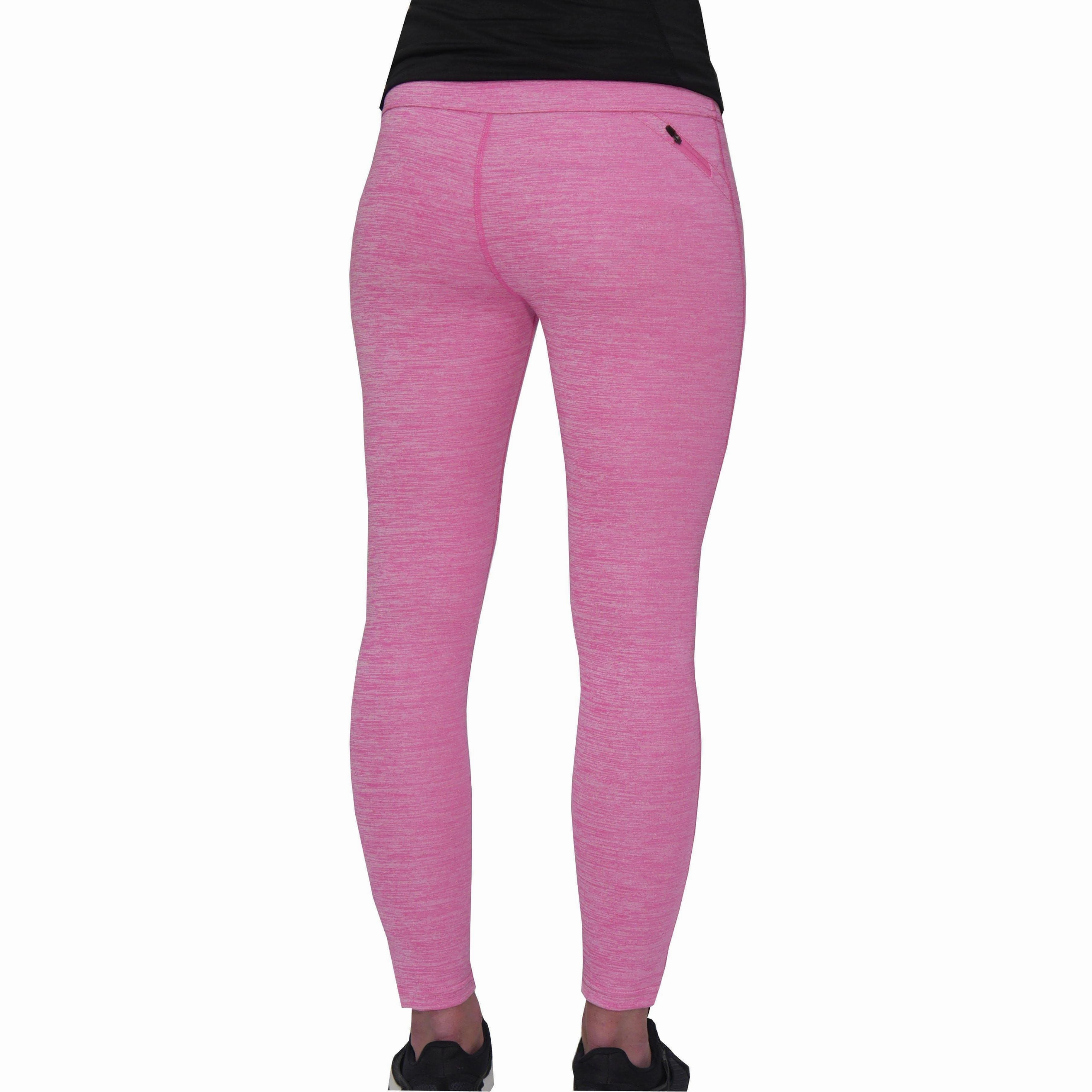 More Mile Heather Girls Long Running Tights - Pink Traditional Wi-Fi