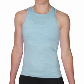 More Mile Heather Girls Training Vest Tank Top - Blue Zippered Pockets hook