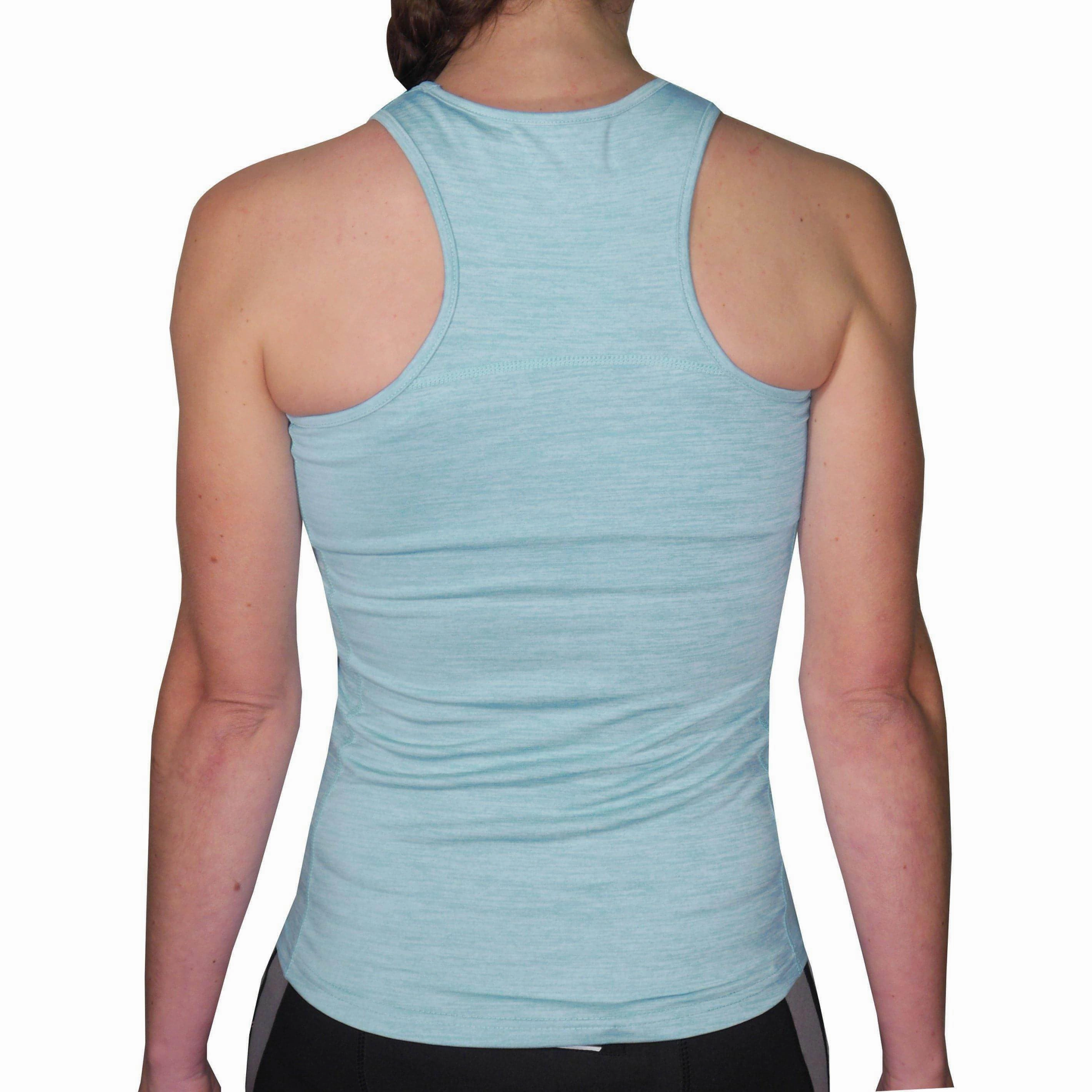 More Mile Heather Girls Training Vest Tank Top - Blue backpack
