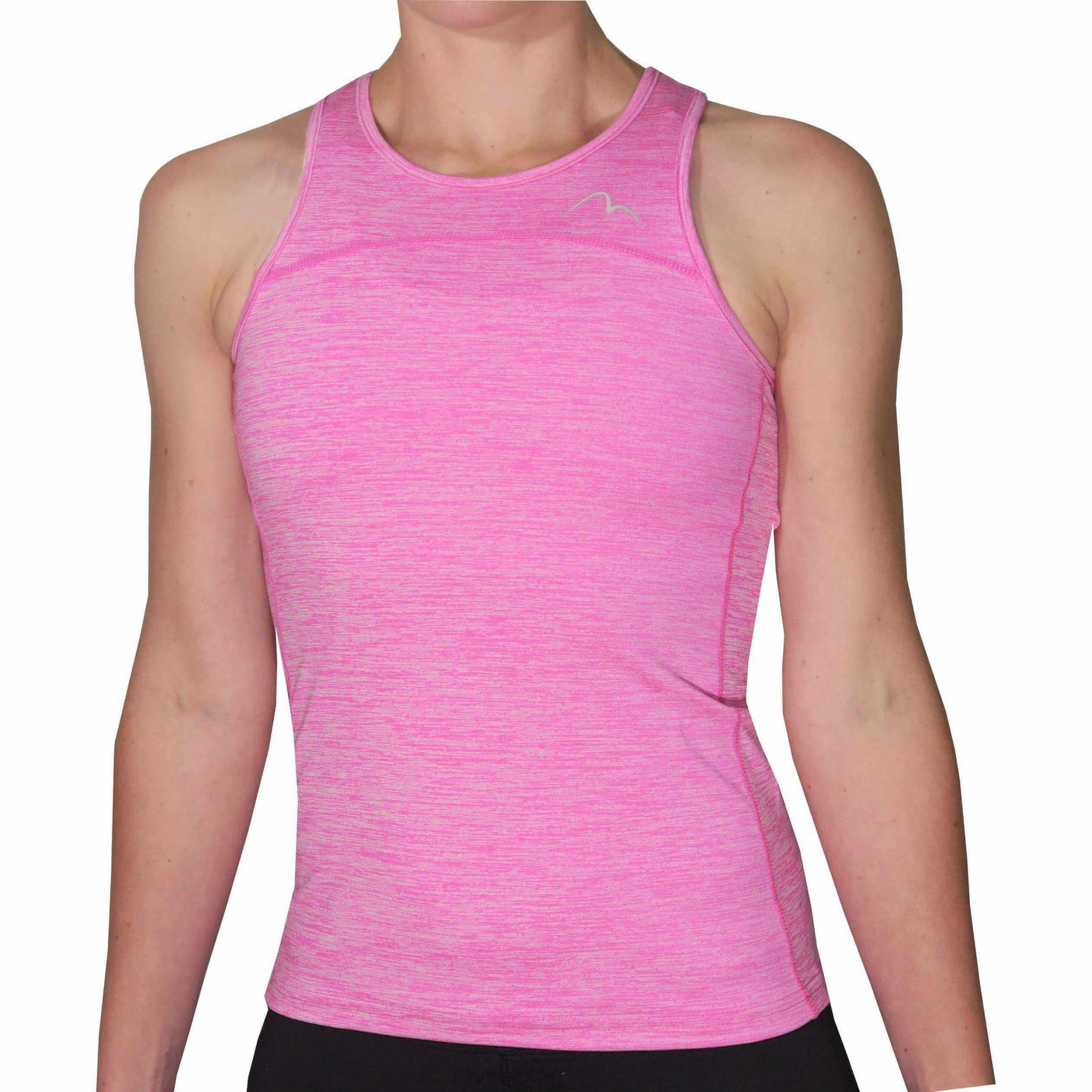 More Mile Heather Girls Training Vest Tank Top - Pink ElasticWaistband Contoured Footbed Design