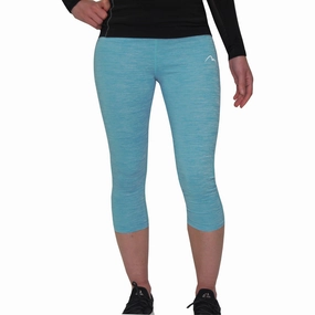 More Mile Heather Womens 3/4 Capri Running Tights - Blue unisex clothing Functional Design