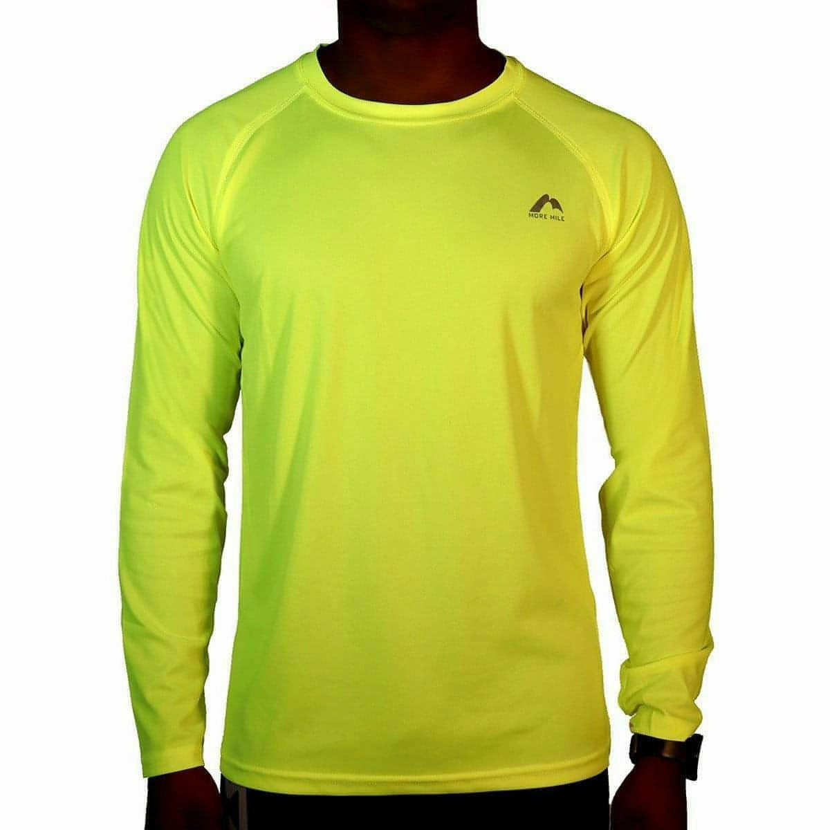 applique More Mile Lumino Long Sleeve Mens Running Top - Yellow