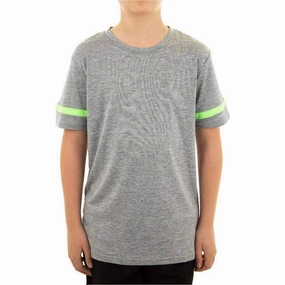 Light and Breathable Soft Touch Fabric More Mile Marl Boys Short Sleeve Running Top - Grey