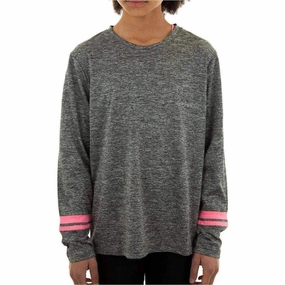More Mile Marl Girls Long Sleeve Running Top - Grey student