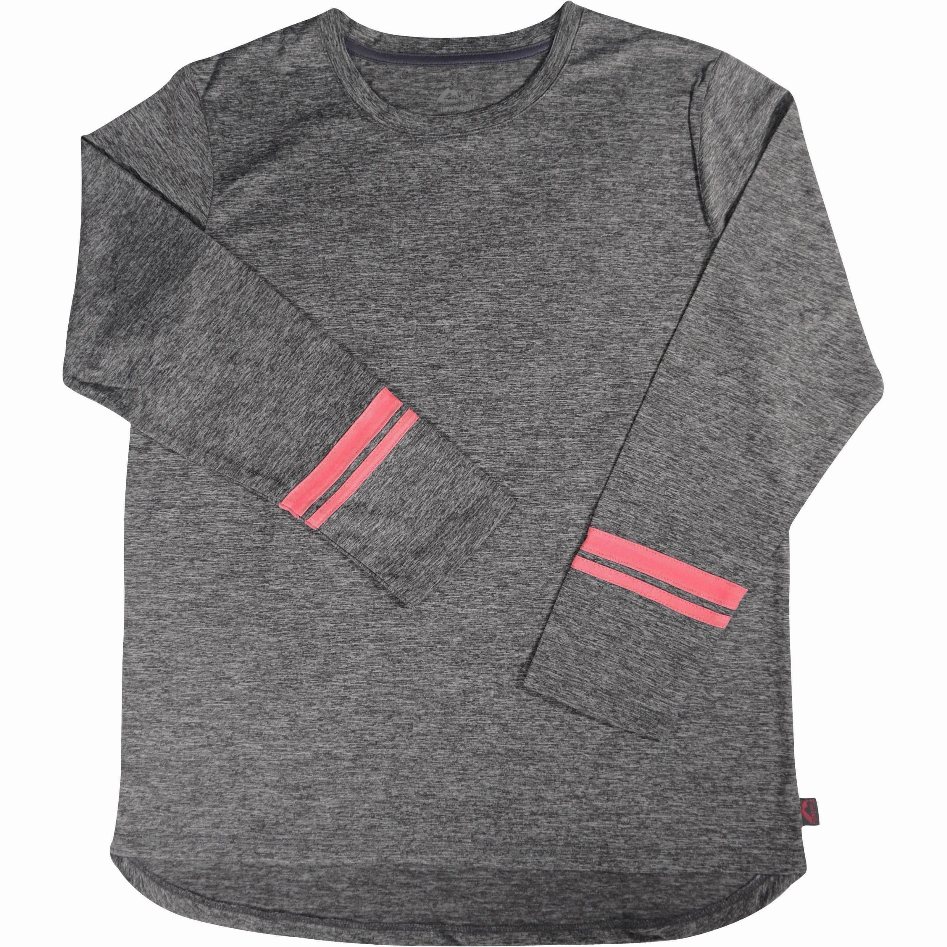 Sleep Stretch Enhanced Collar More Mile Marl Girls Long Sleeve Running Top - Grey