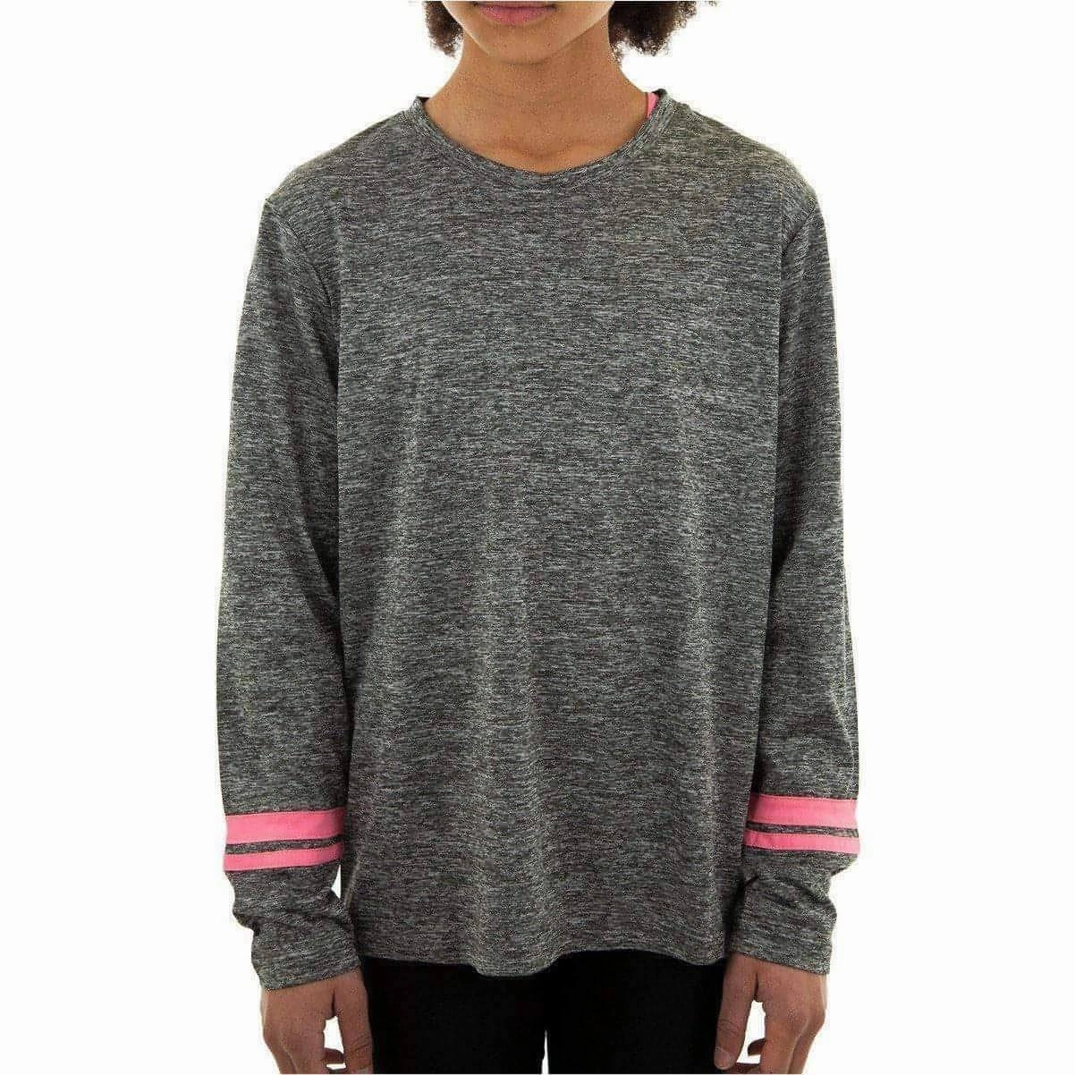 More Mile Marl Girls Long Sleeve Running Top - Grey student