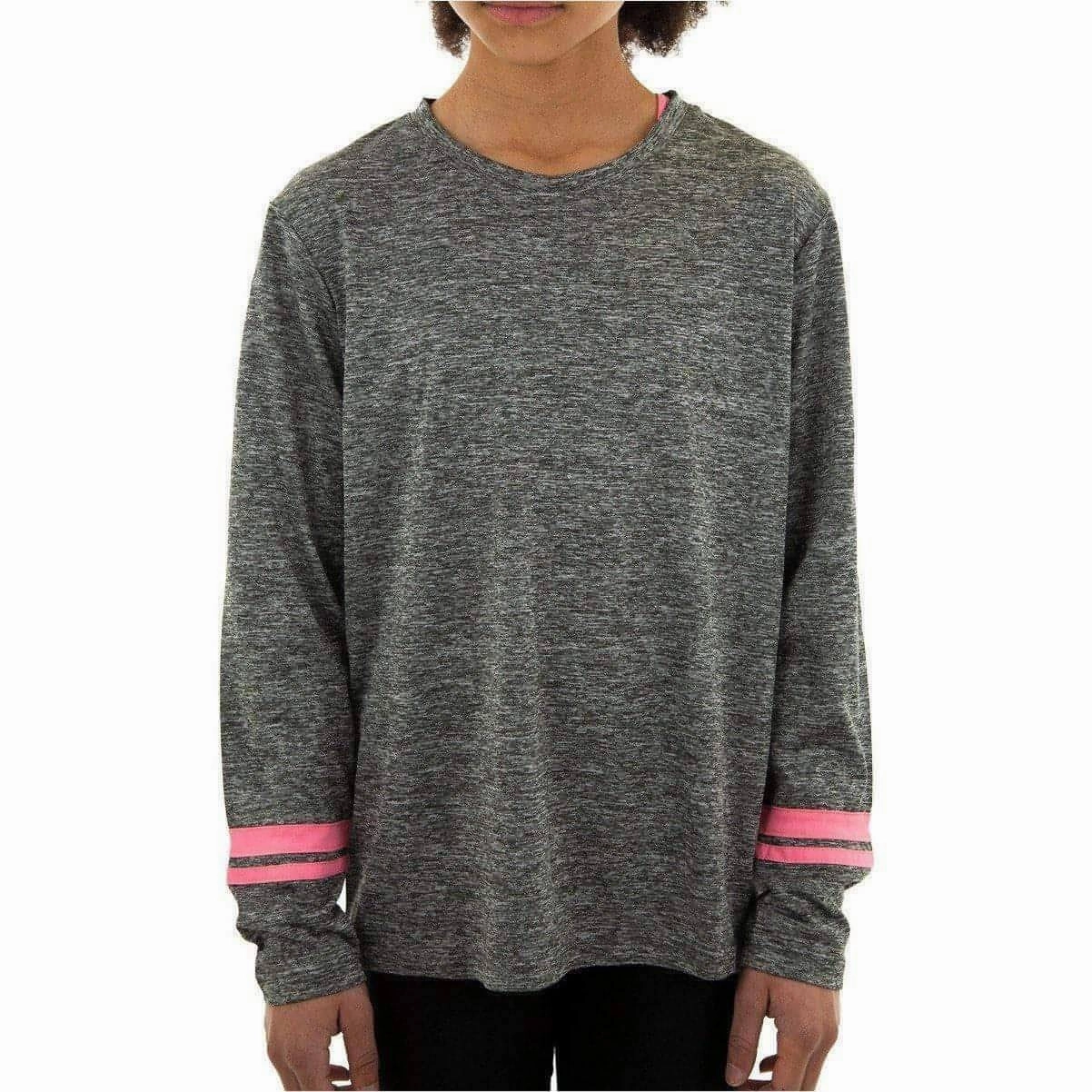 Linen More Mile Marl Girls Long Sleeve Running Top - Grey