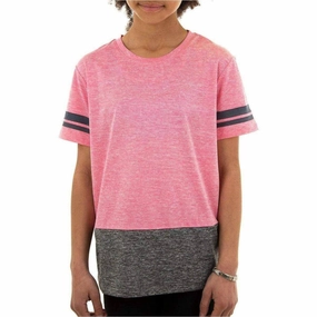 Holiday Style More Mile Marl Girls Short Sleeve Training Top - Pink