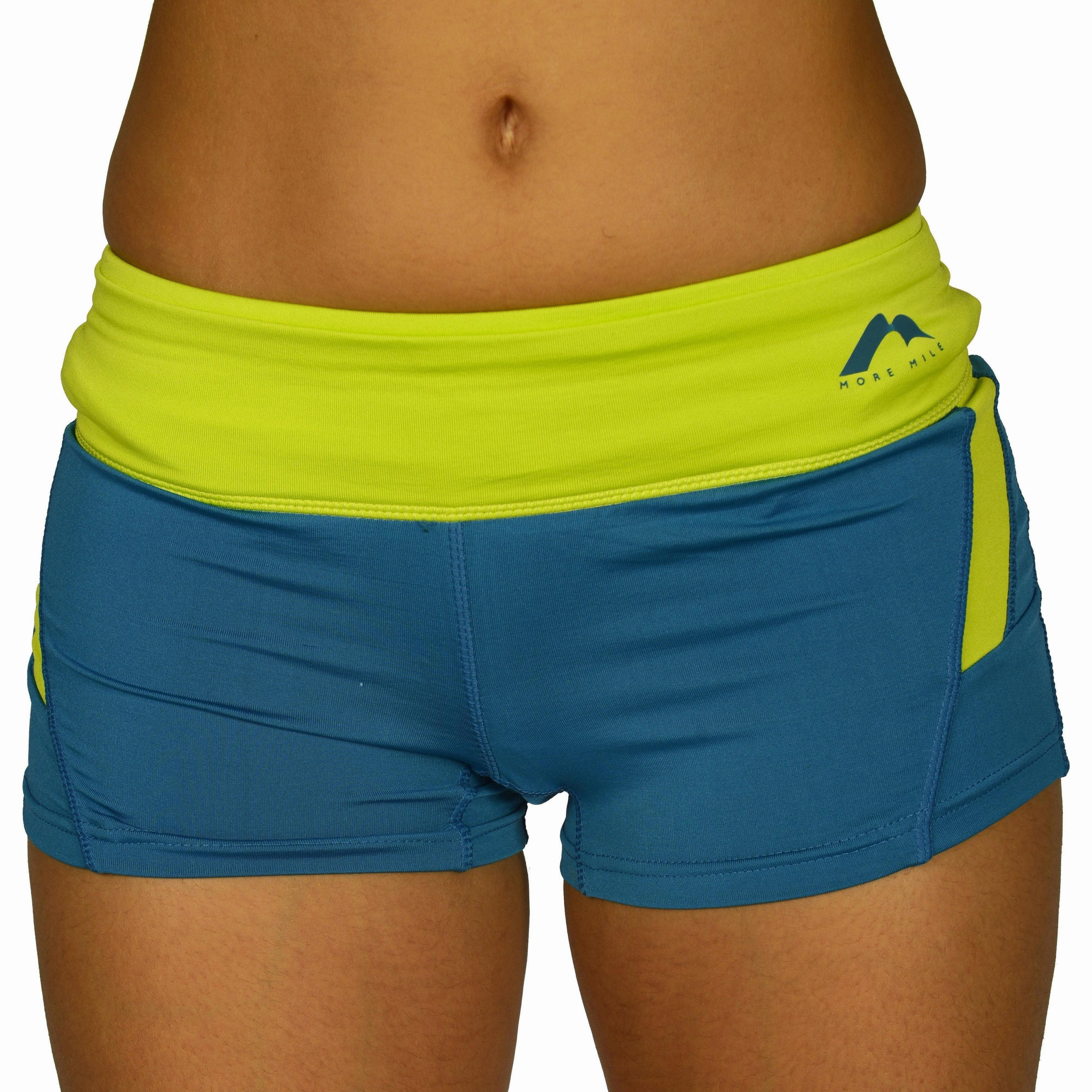 creative Flexible Cuffs More Mile More-Tech  3 Inch Womens Running Shorts - Blue