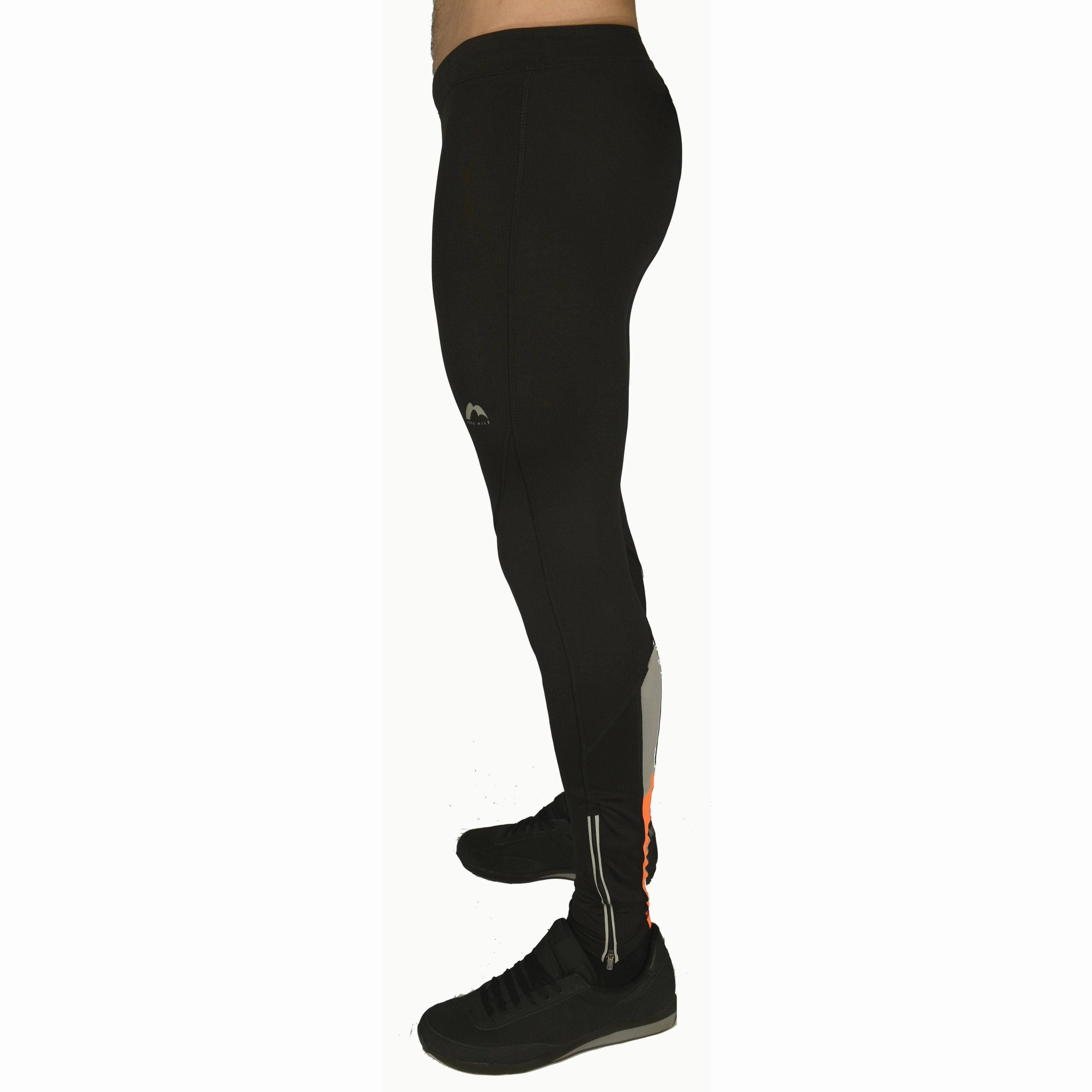 More Mile More-Tech Mens Long Running Tights - Black Patch Brand