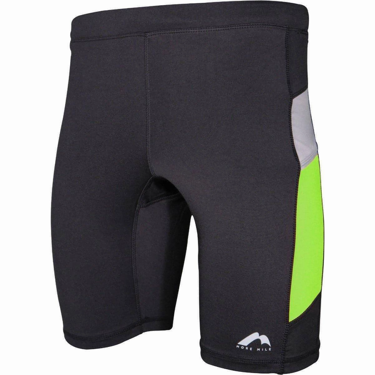 Glide On Waist System Abrasion Resistant Edges More Mile More-Tech Mens Short Running Tights - Black