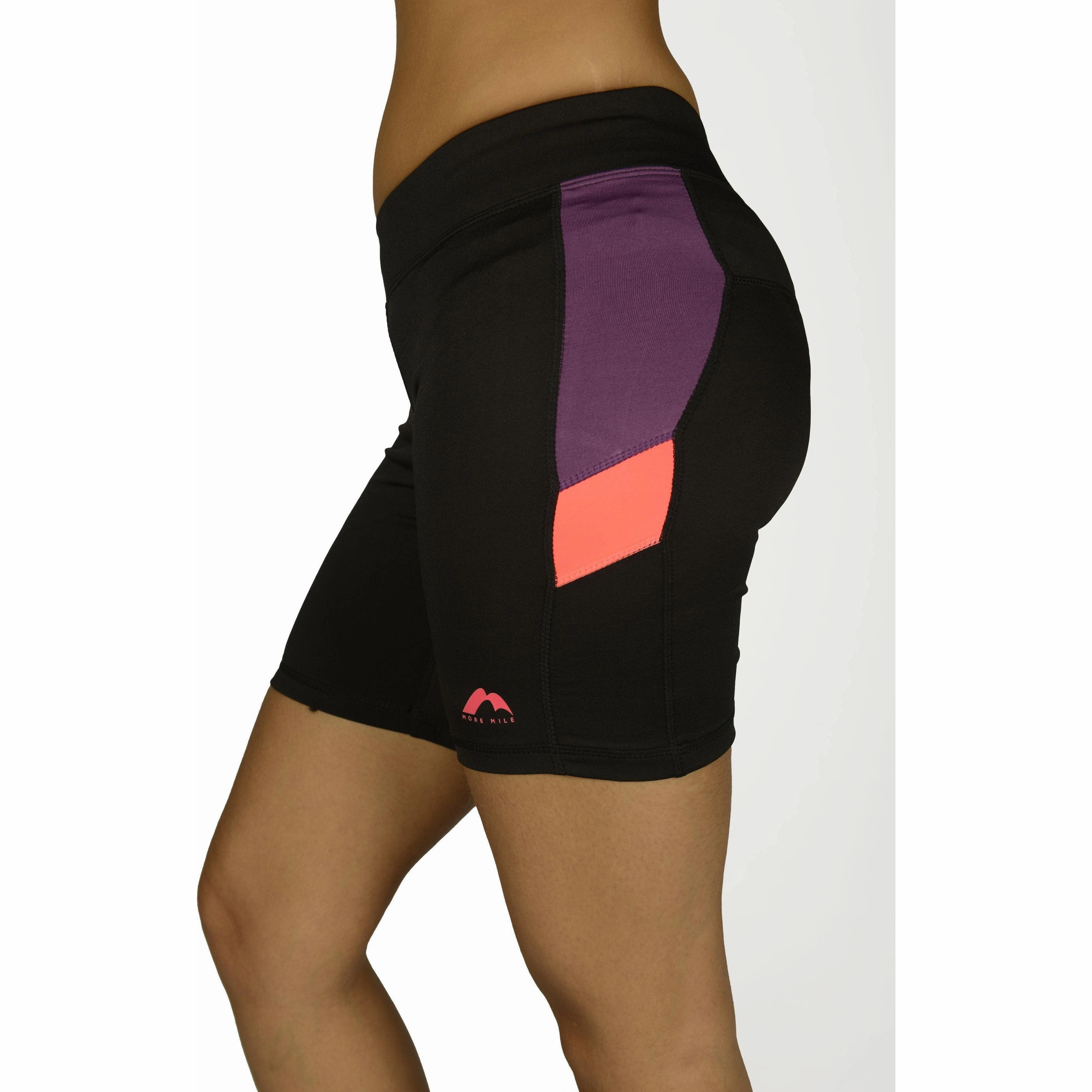 More Mile More-Tech Womens Short Running Tights - Black Quick Access Cargo Pockets