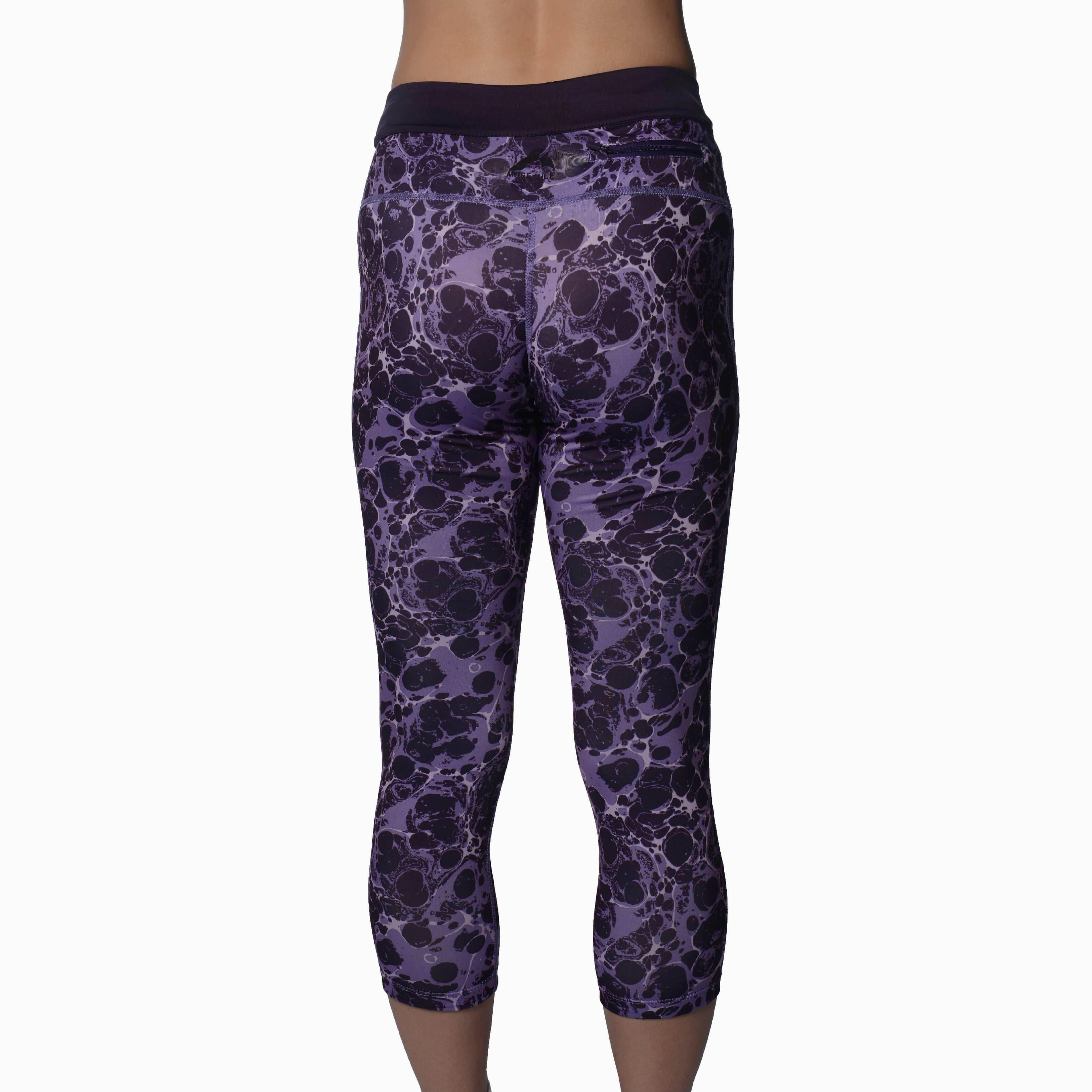 Loose Work-clothes-feature-attribute More Mile Printed Capri Womens 3/4 Running Tights - Purple