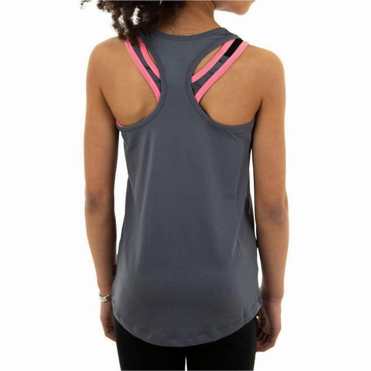 More Mile Racer Back Girls Running Vest - Grey marketing venue
