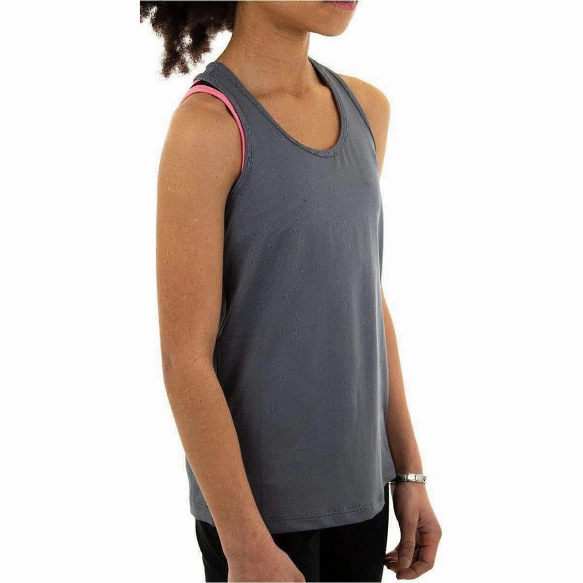 FourWay Stretch Fabric More Mile Racer Back Girls Running Vest - Grey