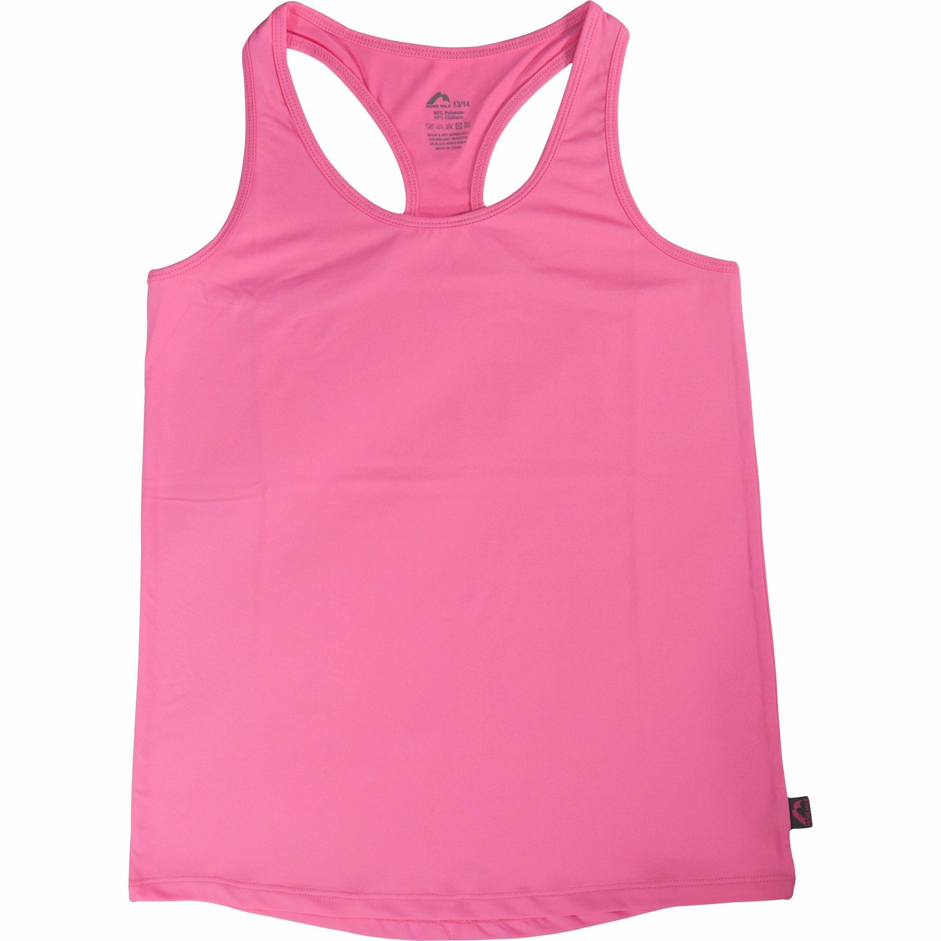 More Mile Racer Back Girls Running Vest - Pink pattern venue
