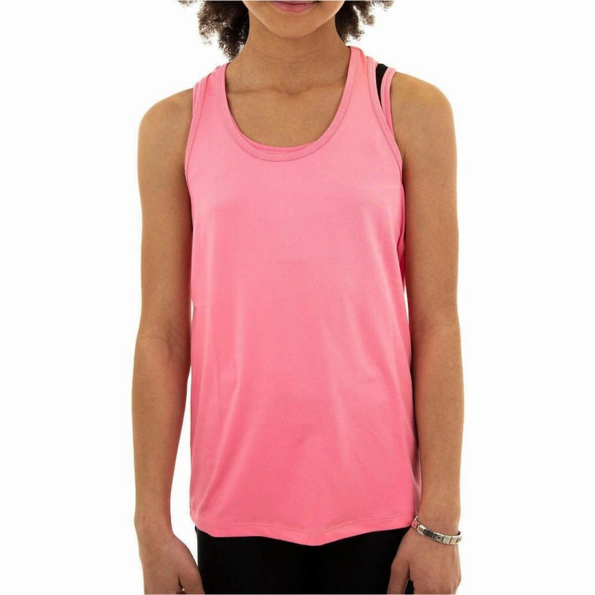 More Mile Racer Back Girls Running Vest - Pink advertising venue