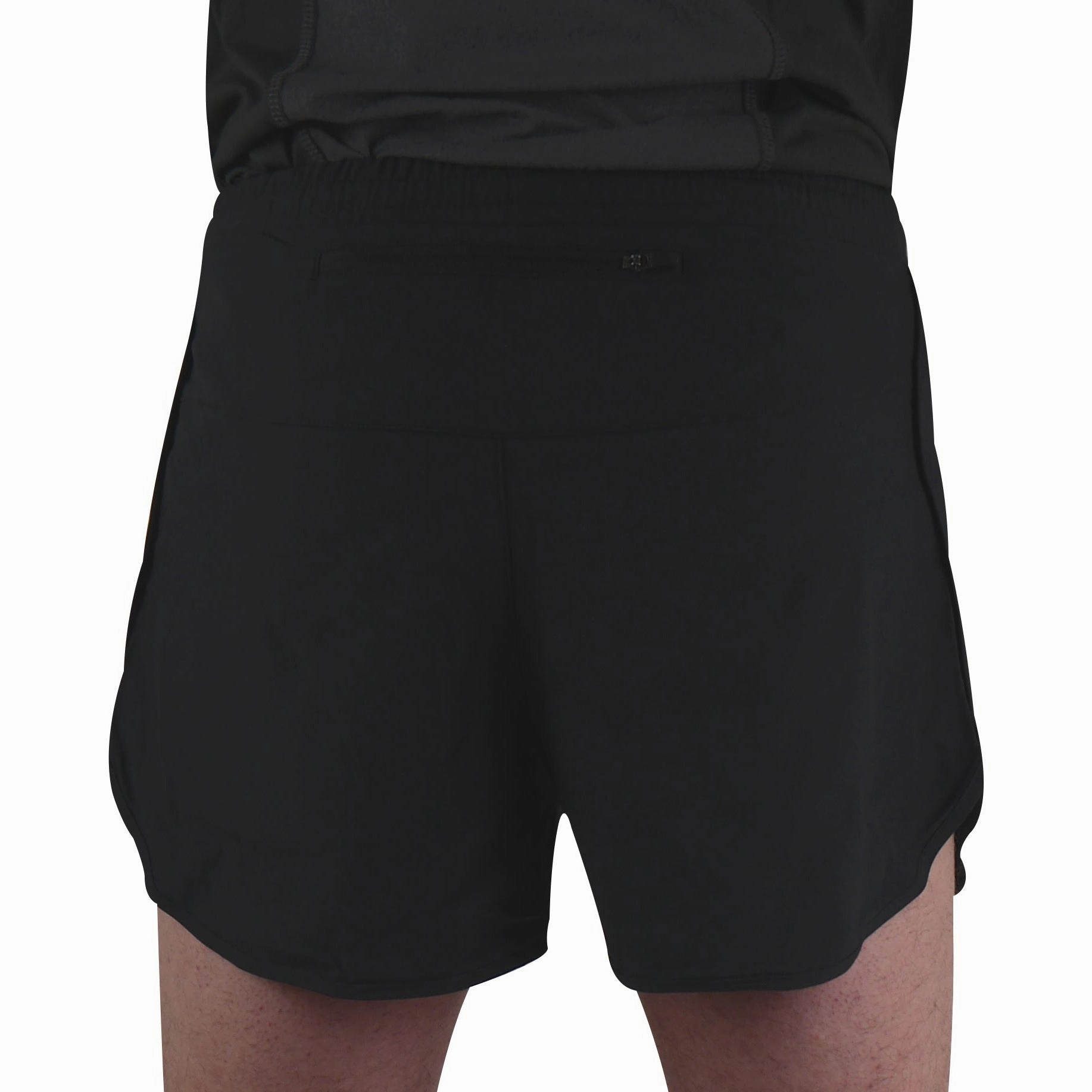 More Mile Racer Split Mens Running Shorts - Black Go Light Tagless Labeling