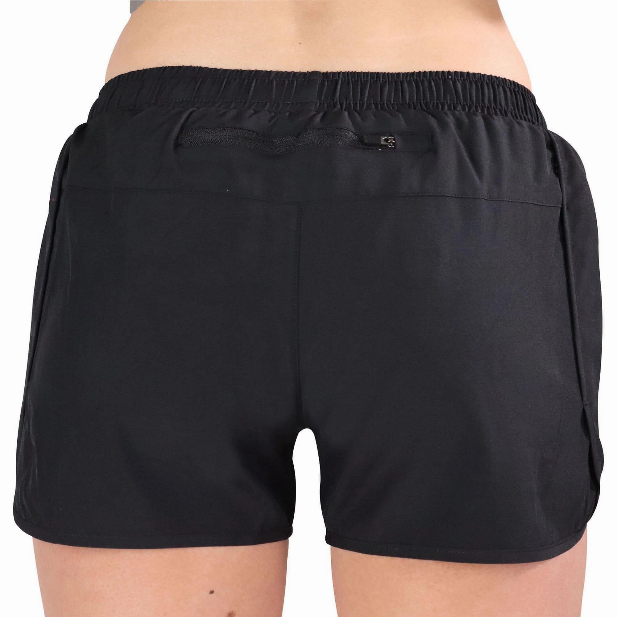 More Mile Racer Split Womens Running Shorts - Black Smooth Fabric Workout Ready Design