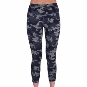 More Mile Reversible Graphic Womens 3/4 Capri Running Tights - Blue Sleeveless adhesive
