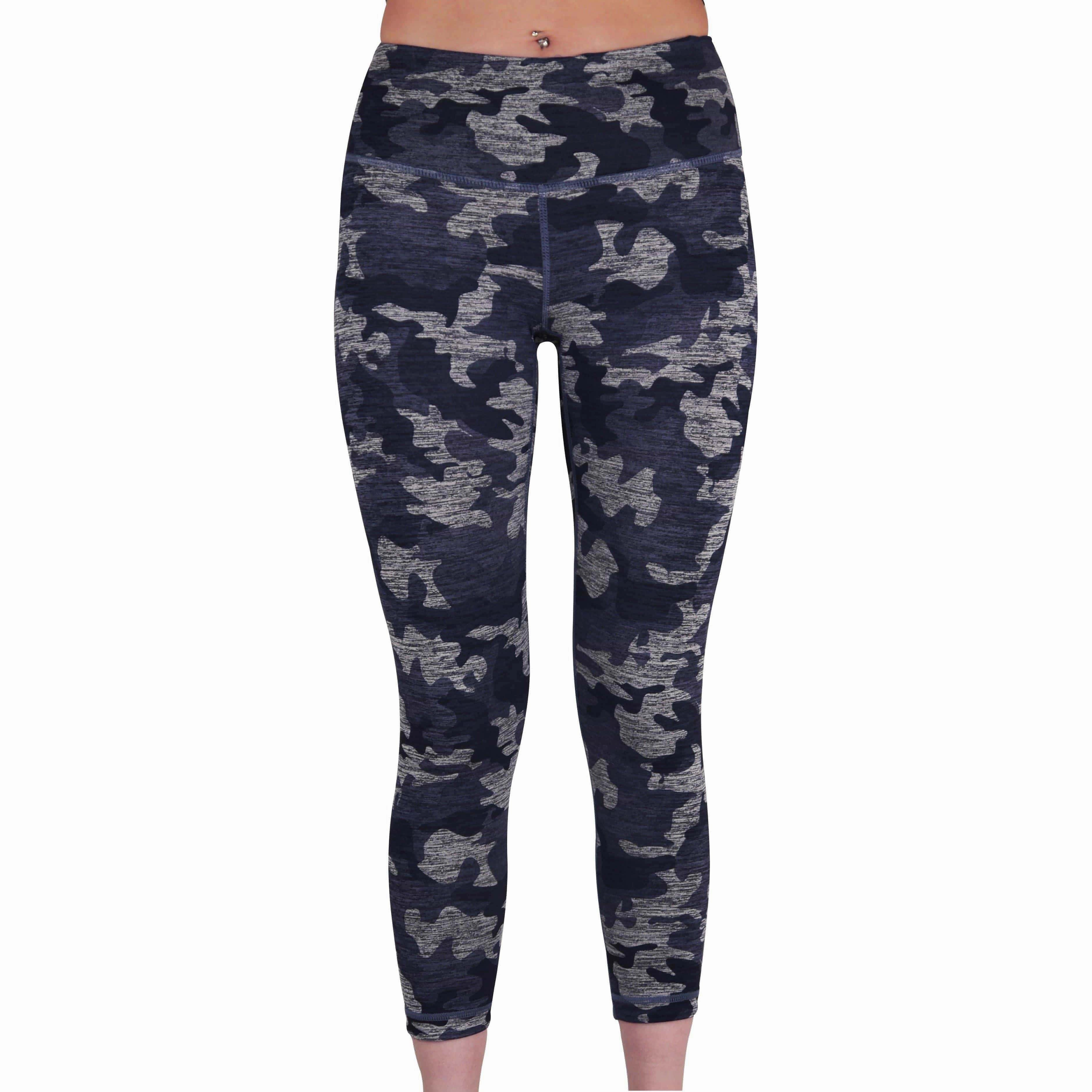 Reflective Trims More Mile Reversible Graphic Womens 3/4 Capri Running Tights - Blue