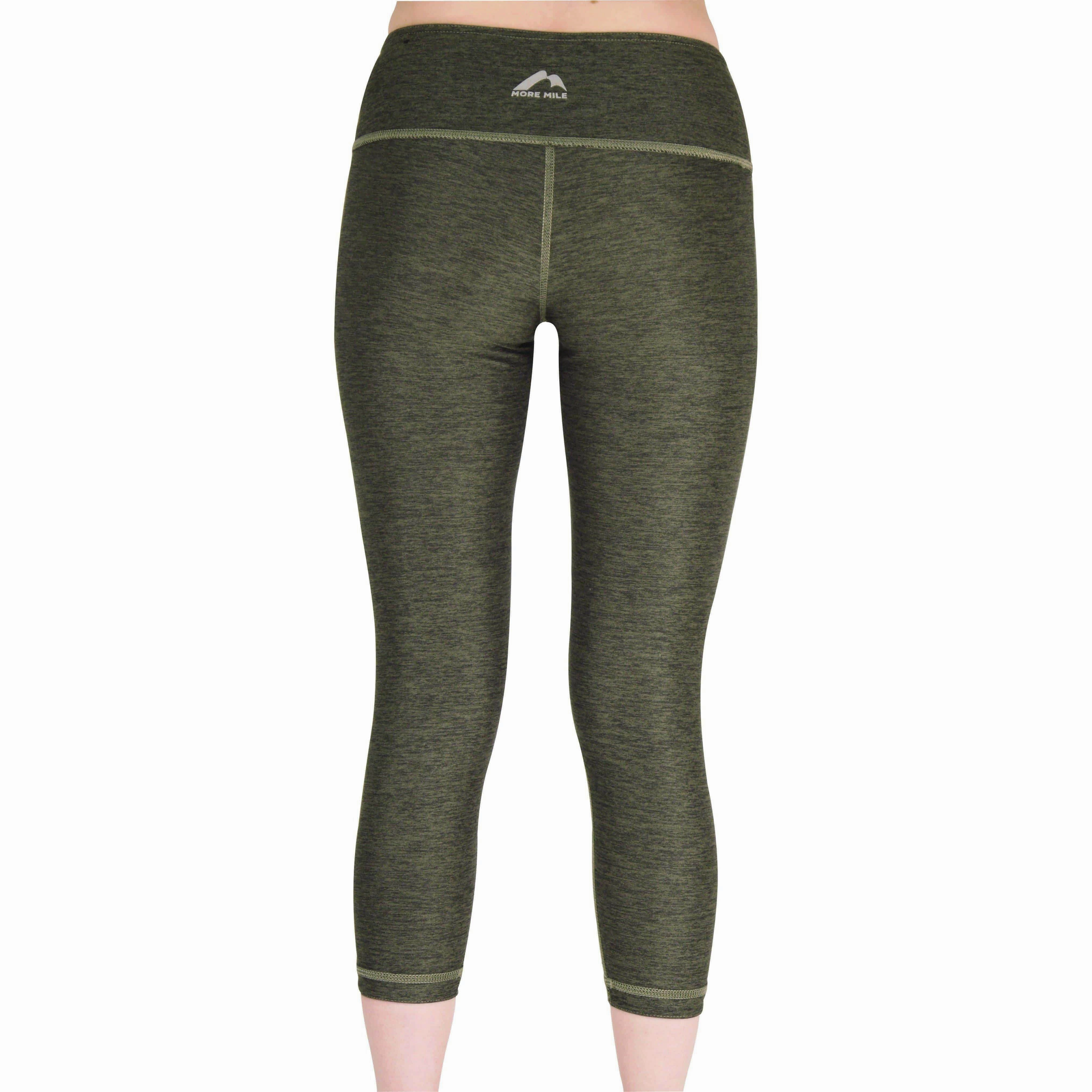 More Mile Reversible Graphic Womens 3/4 Capri Running Tights - Green ImpactDispersing Fabric Technology Heat-resistant