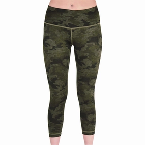 Sporty apparel Signature More Mile Reversible Graphic Womens 3/4 Capri Running Tights - Green