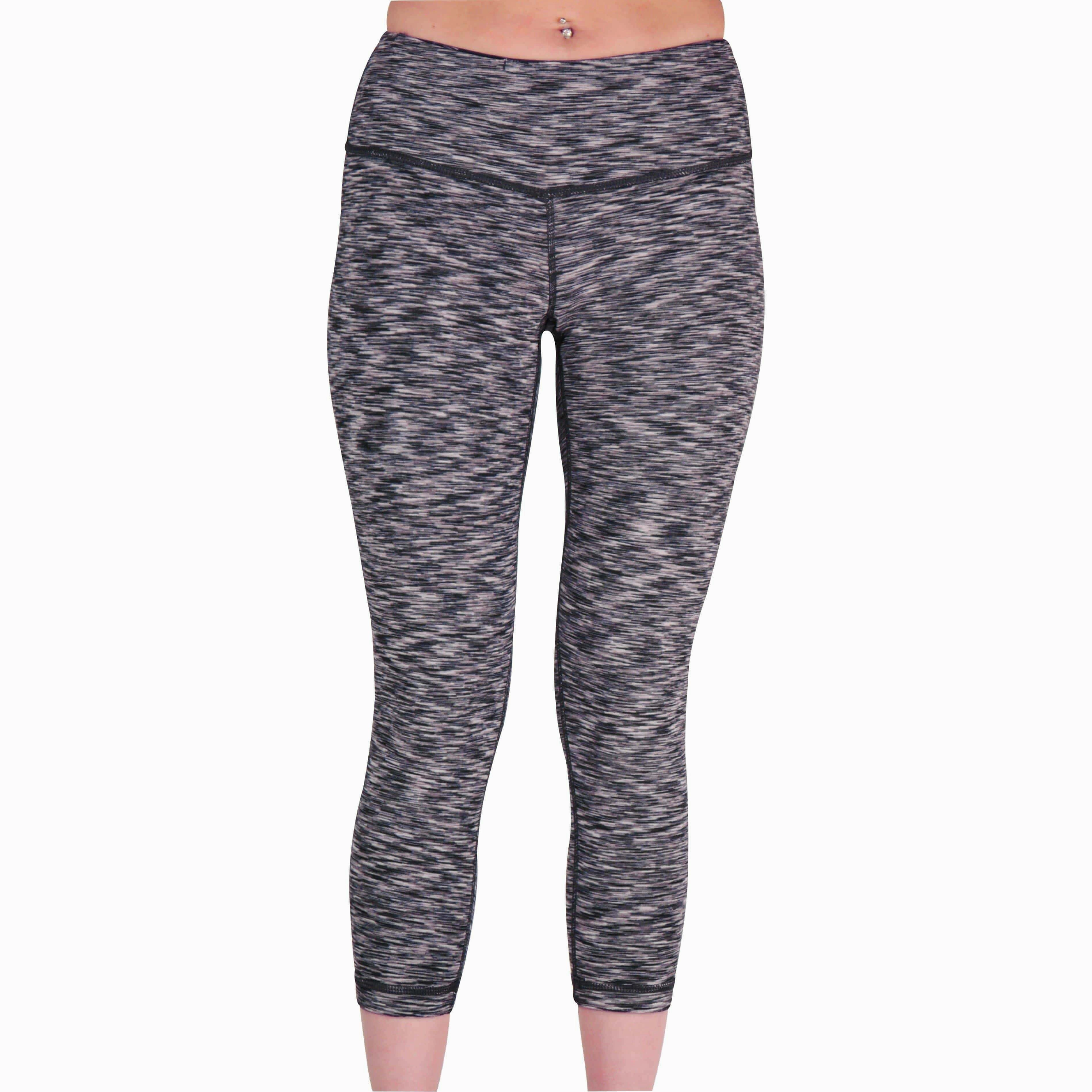 More Mile Reversible Graphic Womens 3/4 Capri Running Tights - Grey baseball