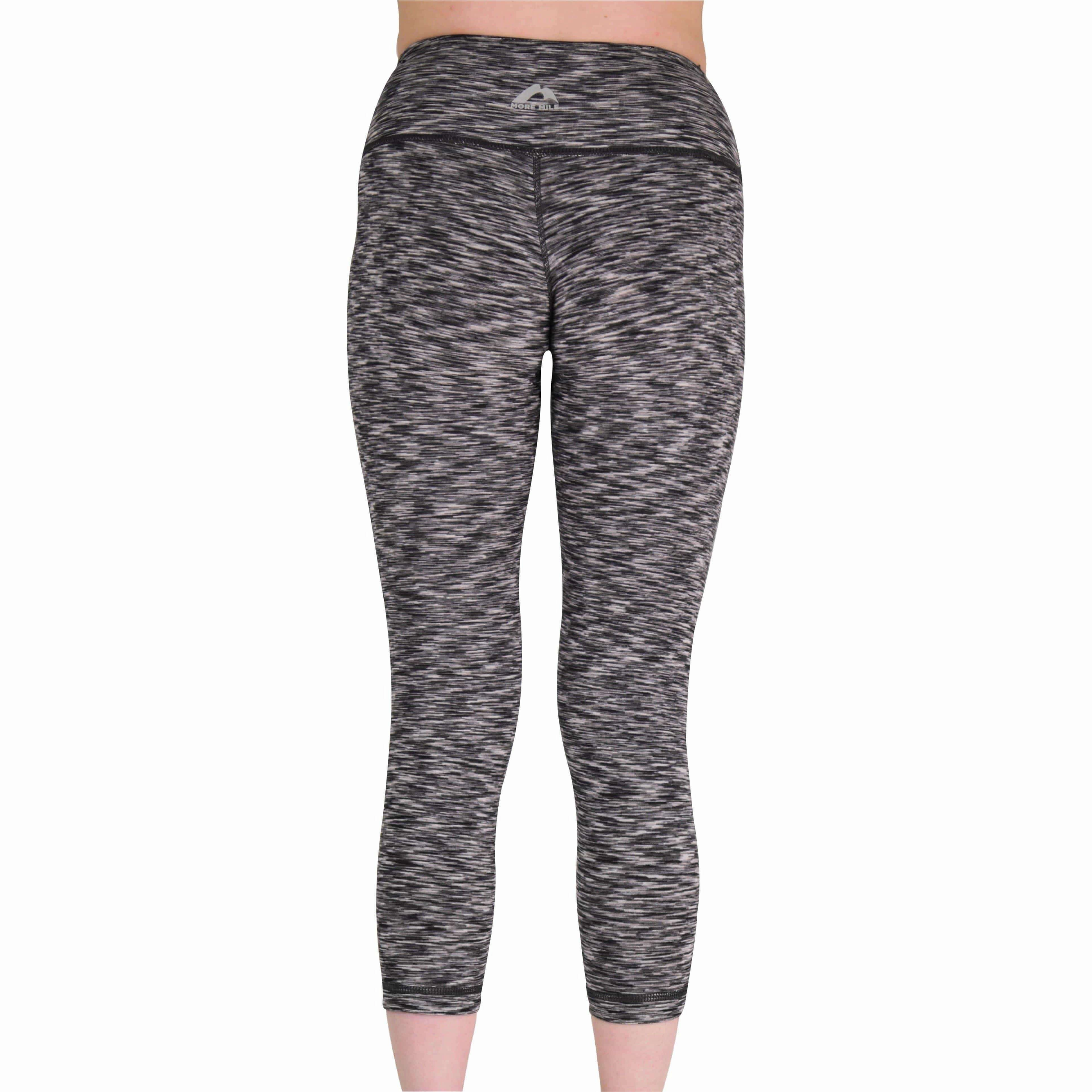 More Mile Reversible Graphic Womens 3/4 Capri Running Tights - Grey Impact Absorption Layer