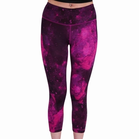 More Mile Reversible Graphic Womens 3/4 Capri Running Tights - Pink Party-dress-attribute