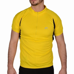 More Mile Short Sleeve Half Zip Mens Cycling Jersey - Yellow Anti UV coating narrow size