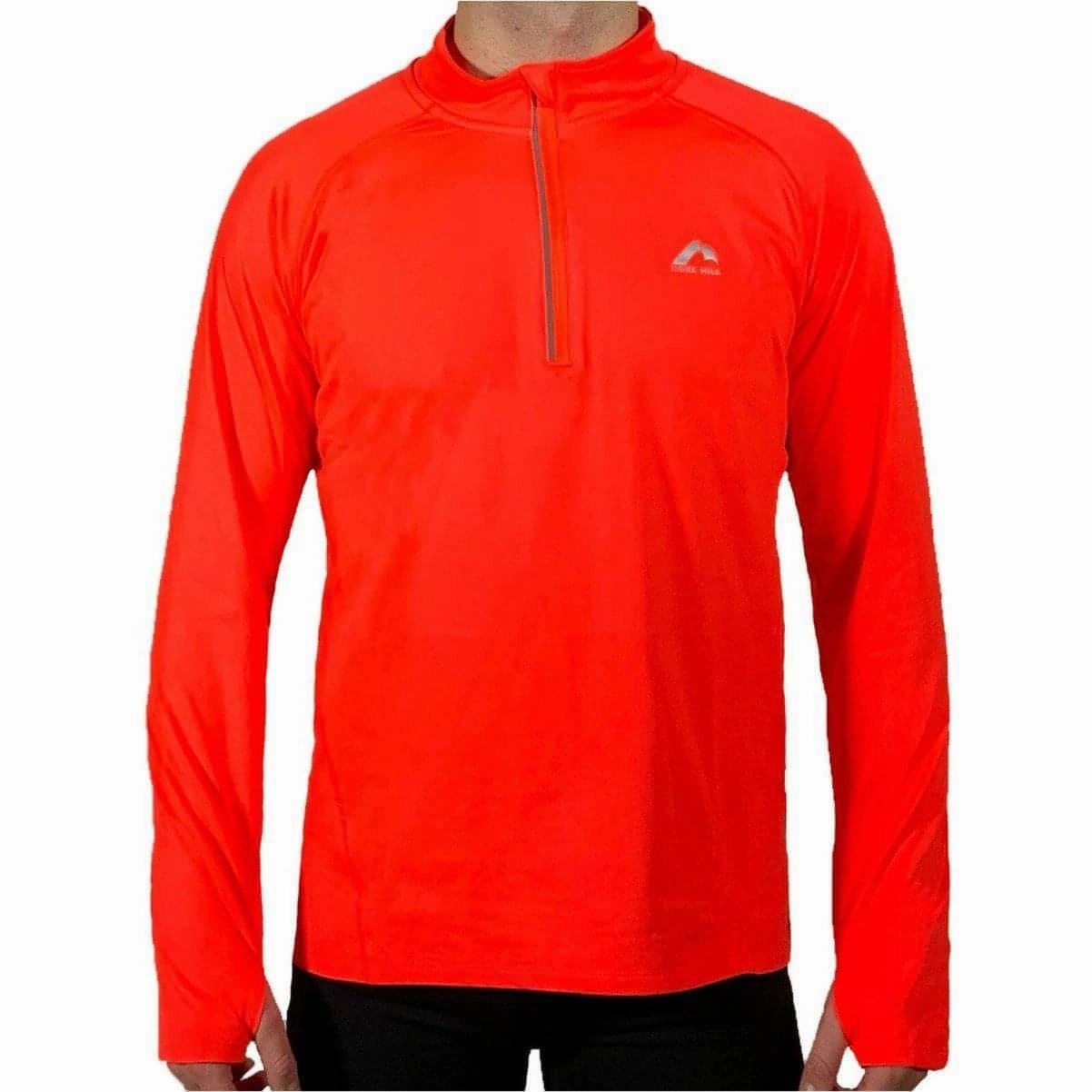 More Mile Vivid Half Zip Long Sleeve Mens Running Top - Orange Mall Animal Print