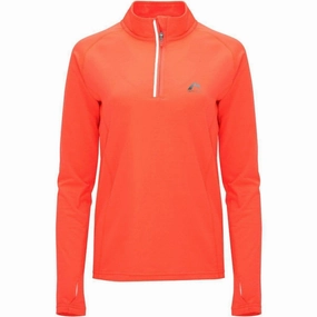More Mile Vivid Half Zip Long Sleeve Womens Running Top - Orange party - goer