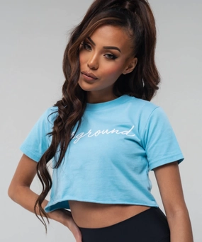 UNDRGROUND Crop Tee (Baby Blue) Shine Mood TensionAdjustedWaistband