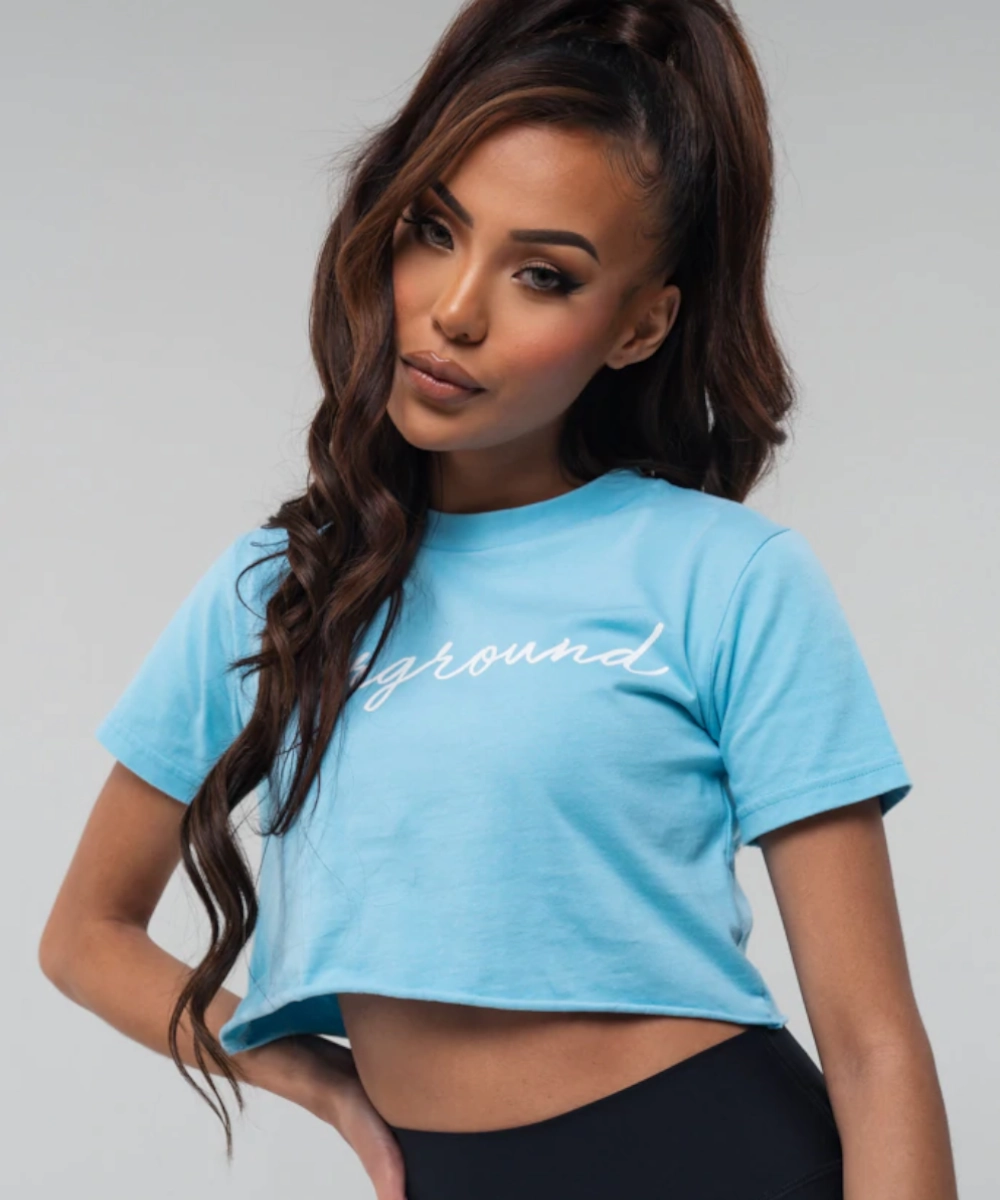 UNDRGROUND Crop Tee (Baby Blue) Shine Mood TensionAdjustedWaistband