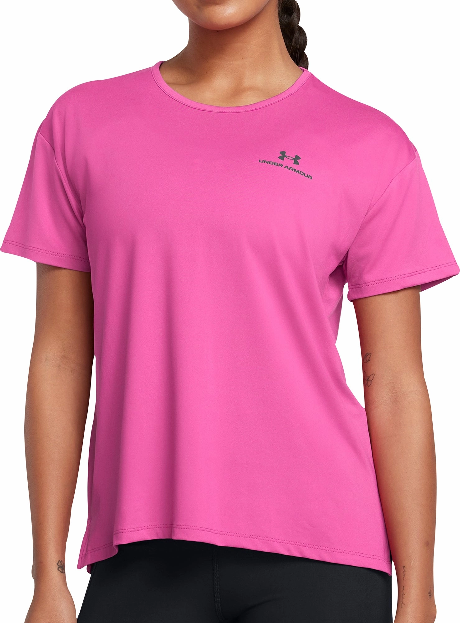 Under Armour Vanish Energy Short Sleeve Womens Running Top - Pink Fuzz Free Surface color blocking