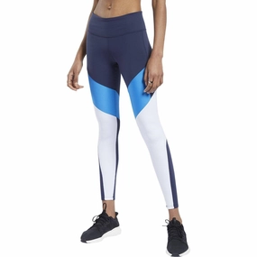 Reebok Lux 2.0 Mid Rise Womens Long Training Tights - Blue Breath Skin EcoFriendlyDye